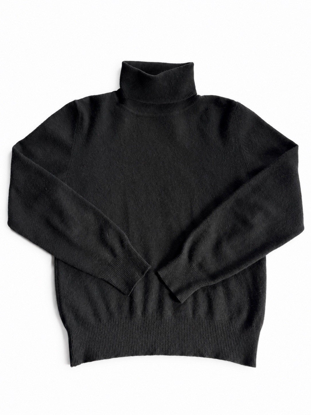 Vintage Black 100% Pure Cashmere Turtleneck Sweater Womens Large Long Sleeve