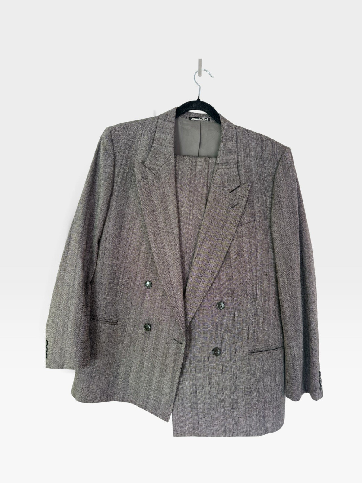 Vintage Giorgio Armani Gray Double Breasted Stripe - Mani, Grey 38R
