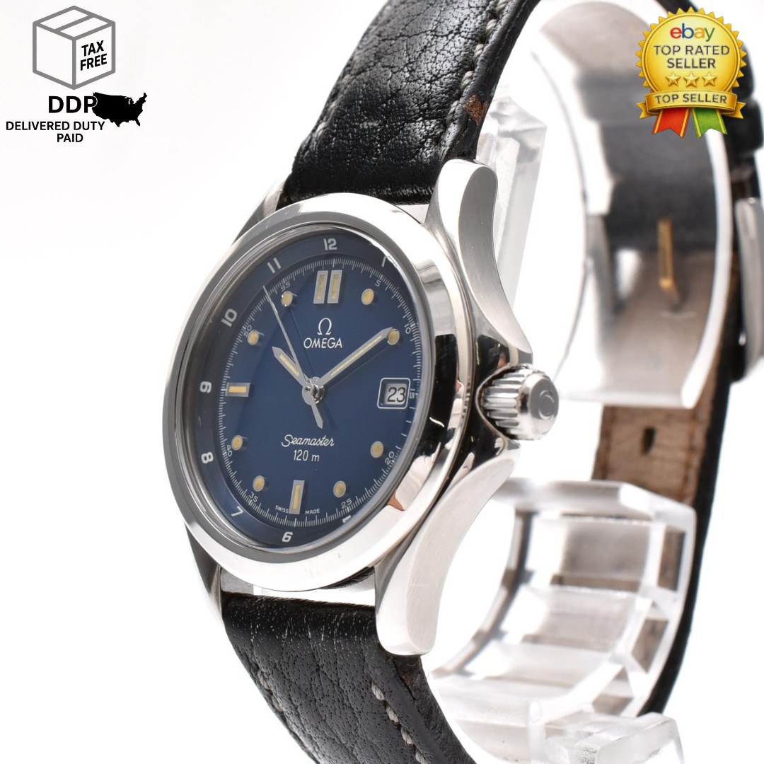 Vintage [Near MINT] OMEGA Seamaster 120m 2571.80 Blue Dial Silver Women's Watch