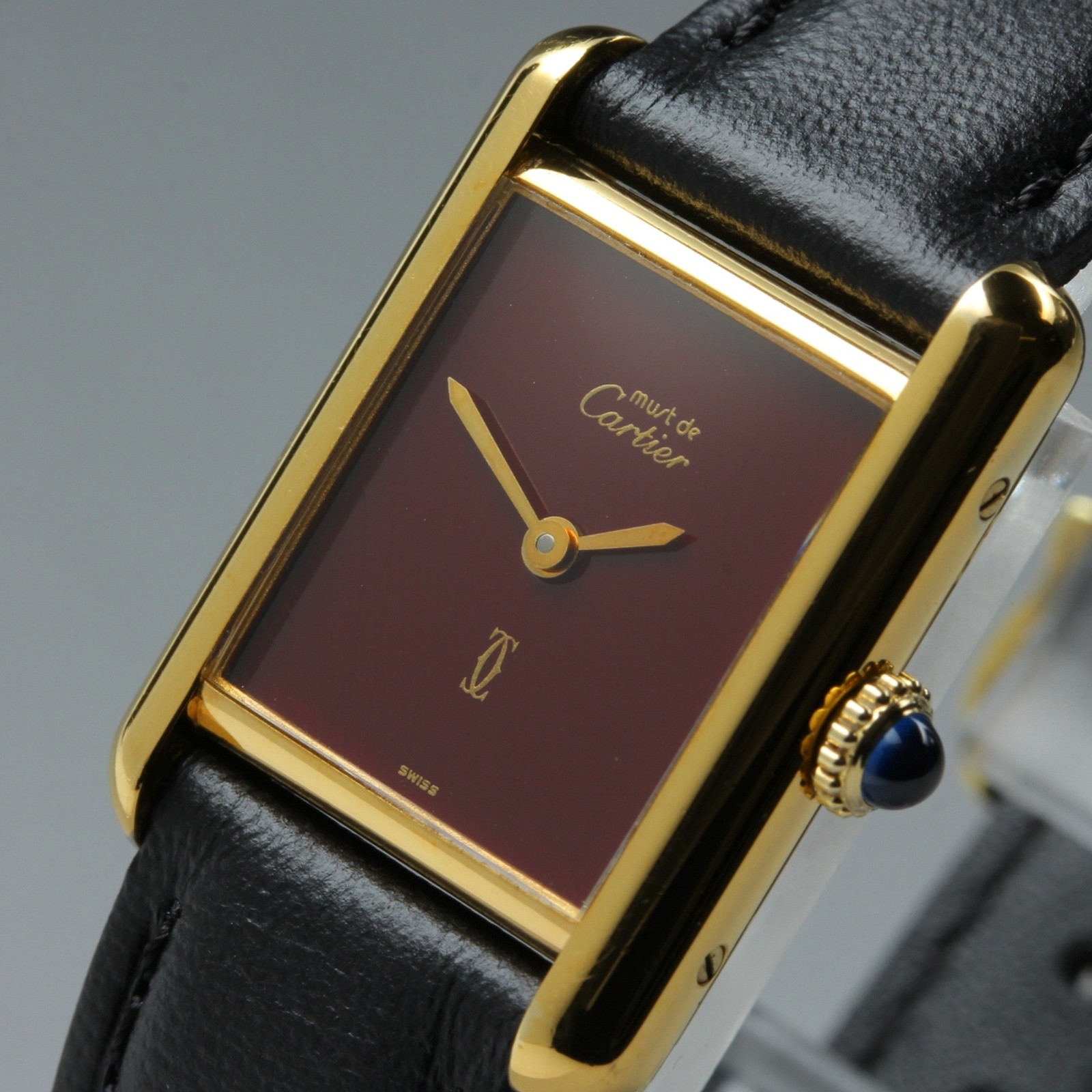 Vintage 1980s Must de Cartier Tank SM Vermeil Unisex Manual Watch 20mm 17J
