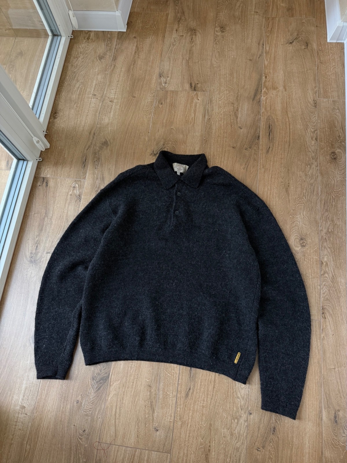 Giorgio Armani Vintage 90s Made In Italy Wool Gray Polos Sweater Size: L
