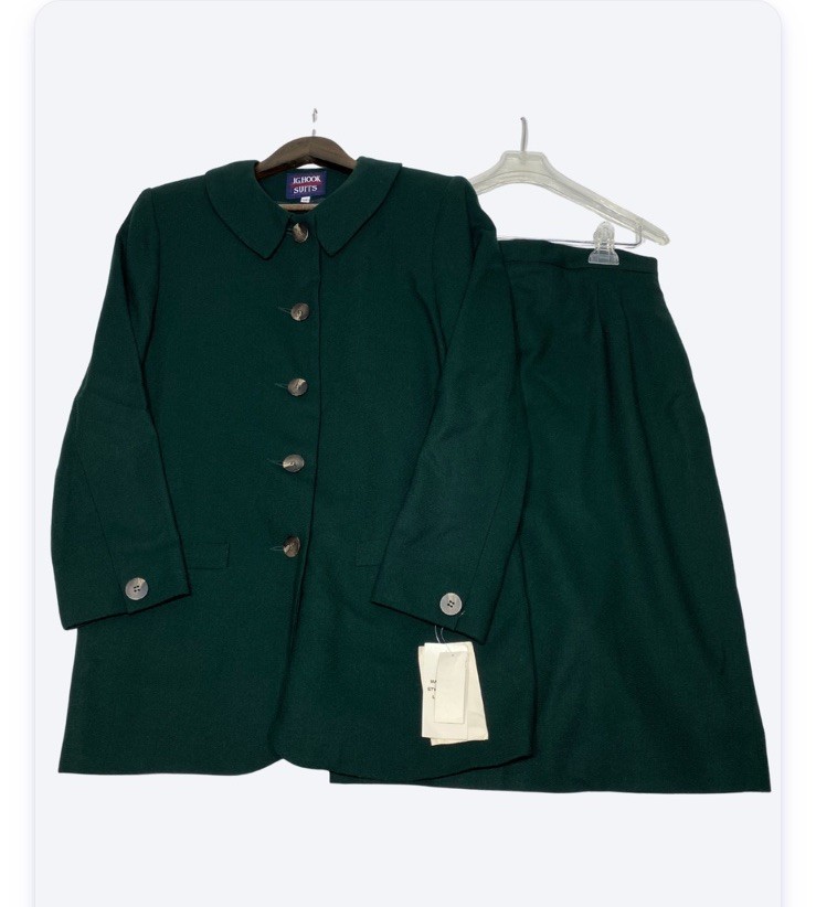 Vintage J.G. Hook Women’s Skirt Suit Green 100% Wool Size 12 NWT Deadstock