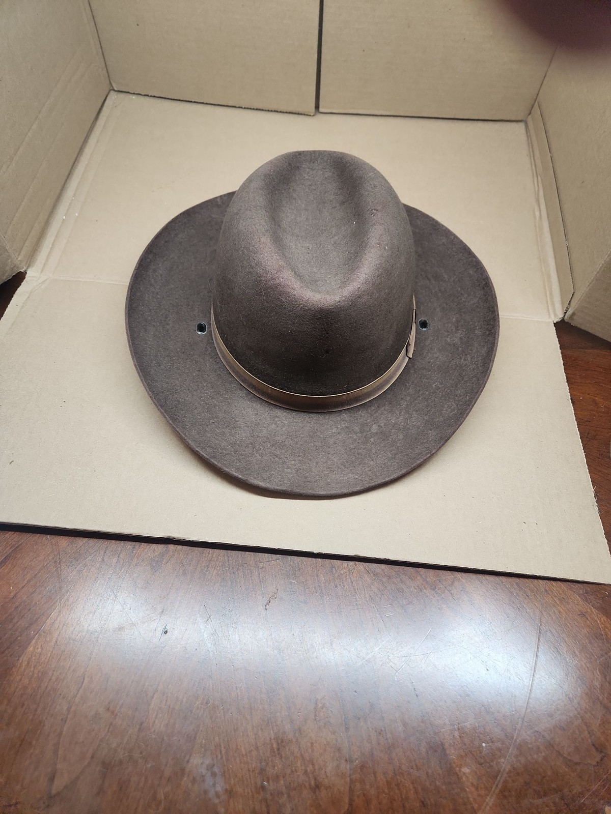 Vintage Dark Brown Fur Felt Fedora Hat - Size 7 3/8