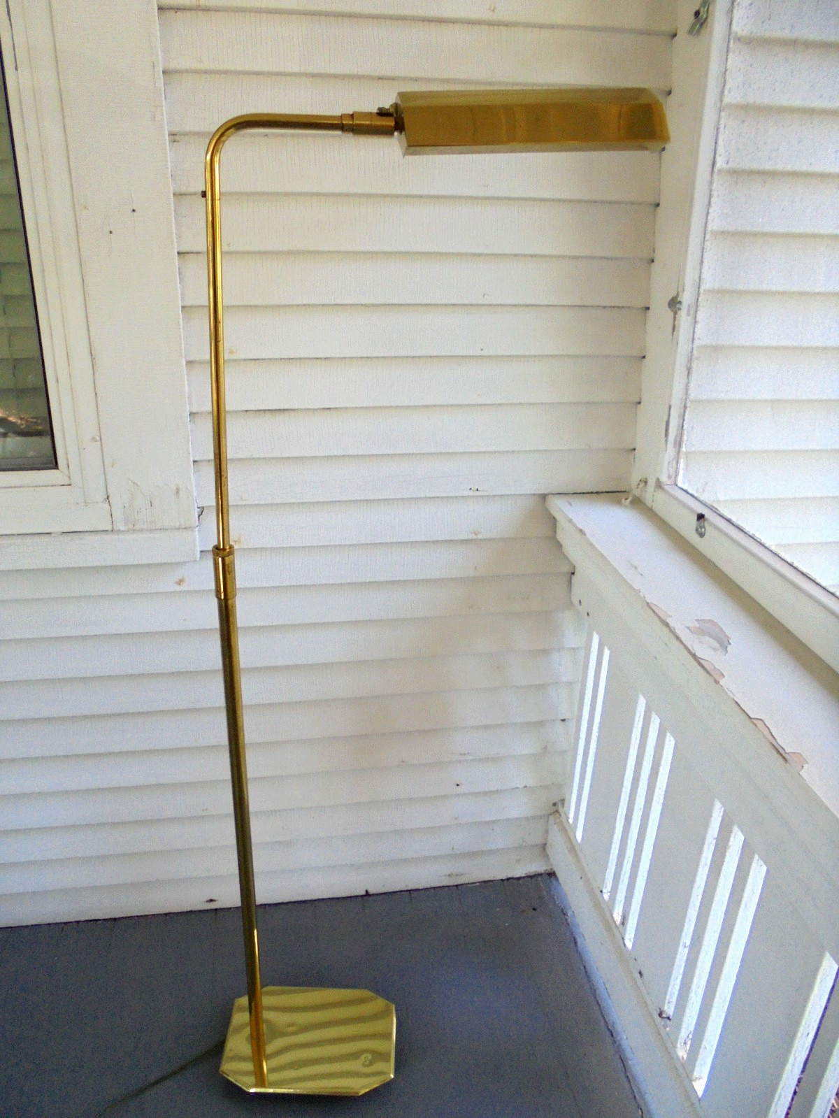 Vintage MCM Koch & Lowy Brass Pharmacy Reading Floor Lamp w/ Swivel Head