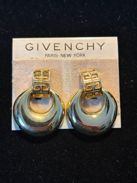 2 Sets Vintage Givenchy Door Knocker and Half Hoop Earrings