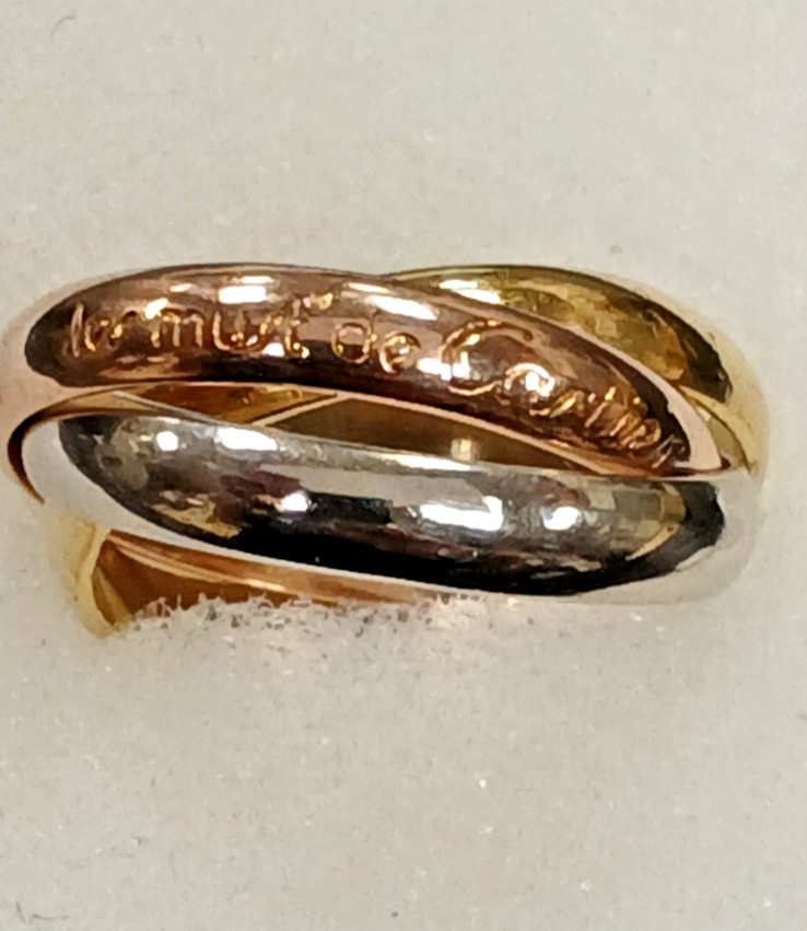 Vintage Cartier Trinity Ring 18K Tri-Color Gold 3.4mm MM Classic Size 54 8.5g