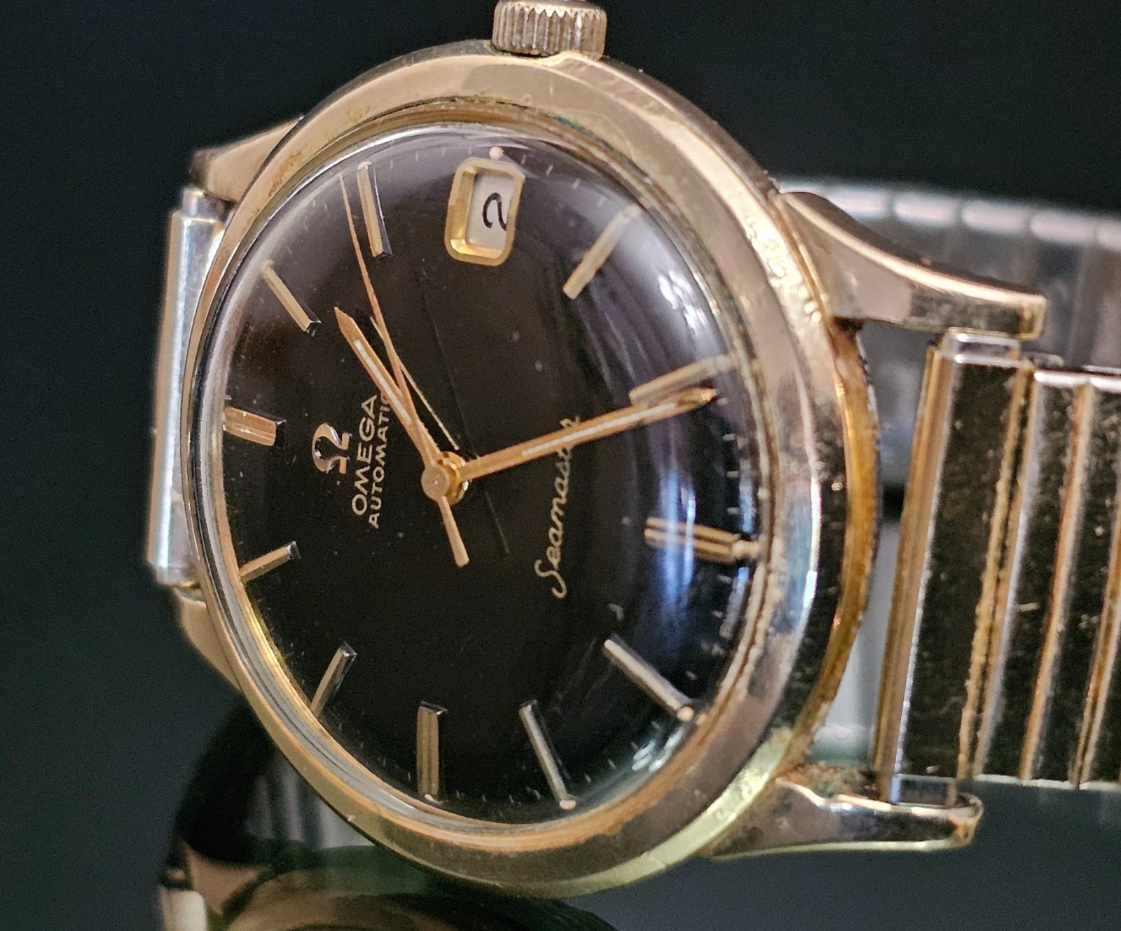 Vintage 1966 Omega Seamaster Automatic Cal 560 Black Dial Watch KM 6312 Runs