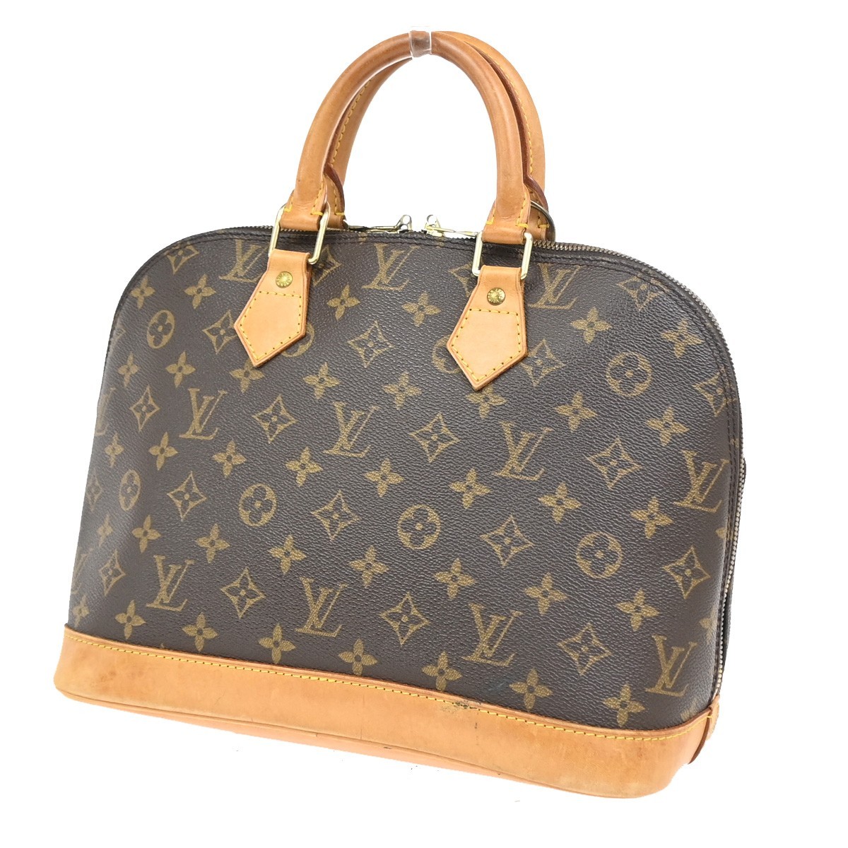 EL06 LOUIS VUITTON Alma Hand Bag Monogram Leather Brown M51130 76YJ305