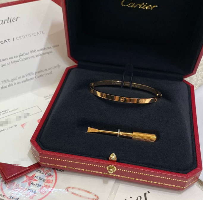 Cartier Love Bracelet Small Model 18K Rose Gold Width 3.6 MM Size16 Box & Paper