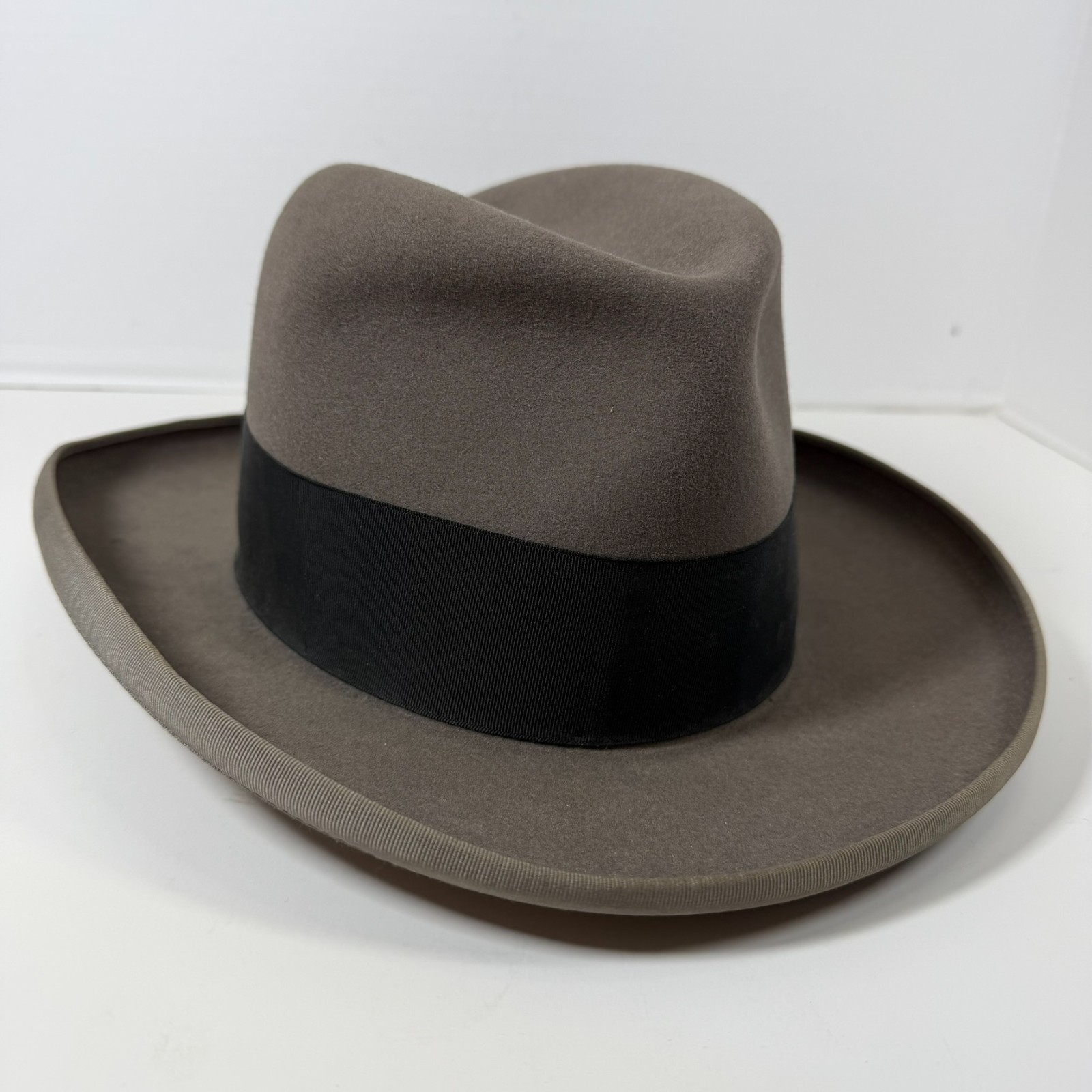 Vintage 40s Adam Executive Homburg Gray Fedora Hat Felt Mens 21" Circumference