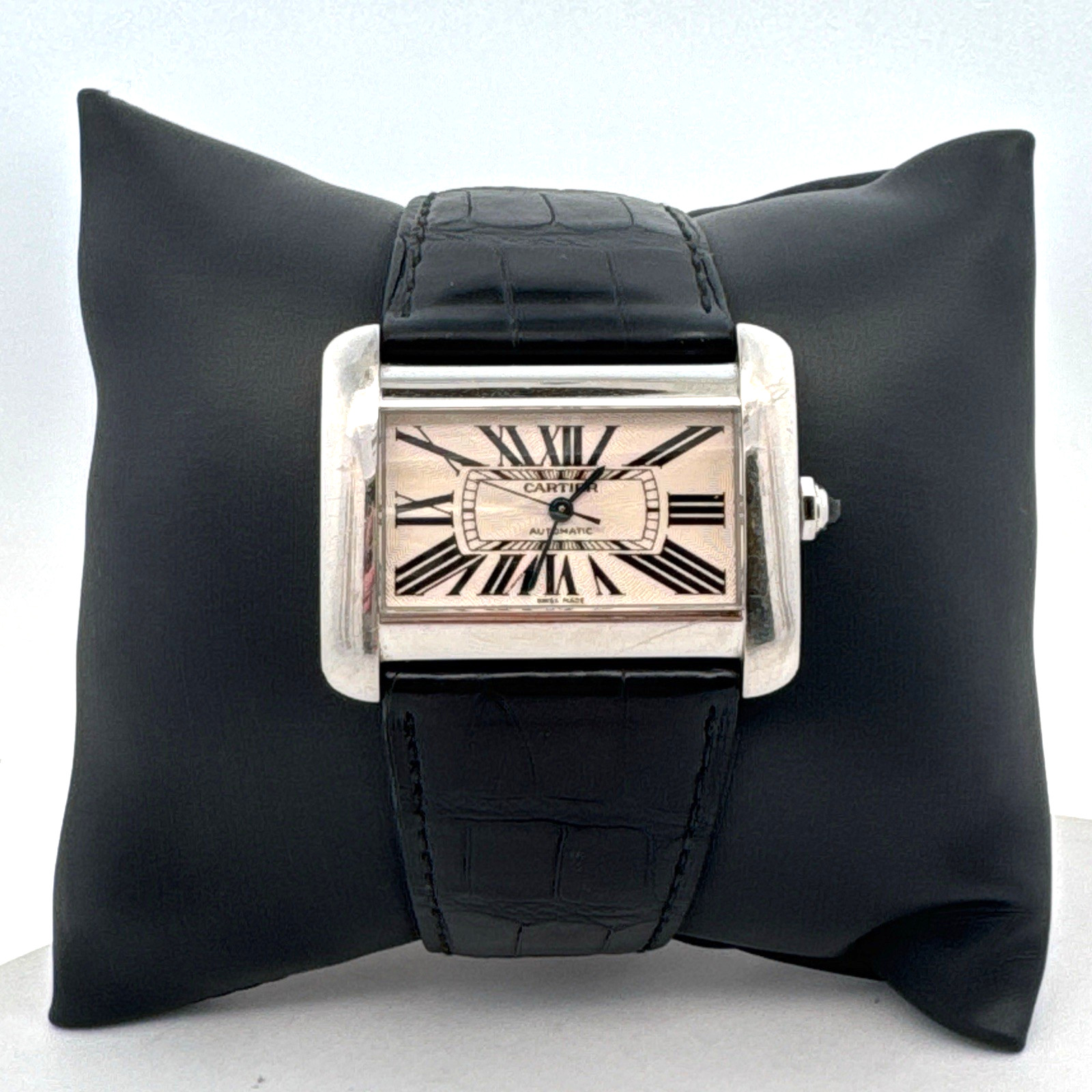 Vintage Cartier Tank Divan 2612 Stainless Steel White Dial Men's Watch