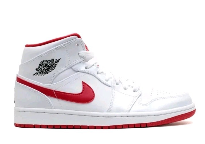 Nike Air Jordan Retro 1 Mid SZ 15 Sneaker White Gym Red 554724-101 2014 Vintage