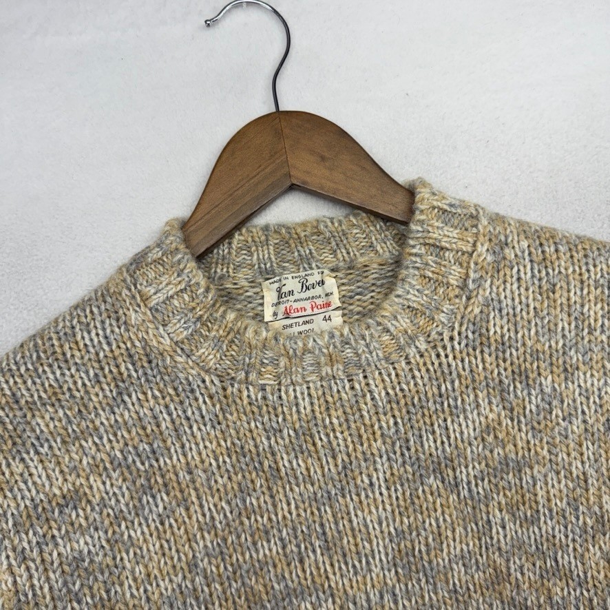 Vintage Van Boven Sweater Men's 44 Large Brown Gray Tight Knit Fisherman NEW