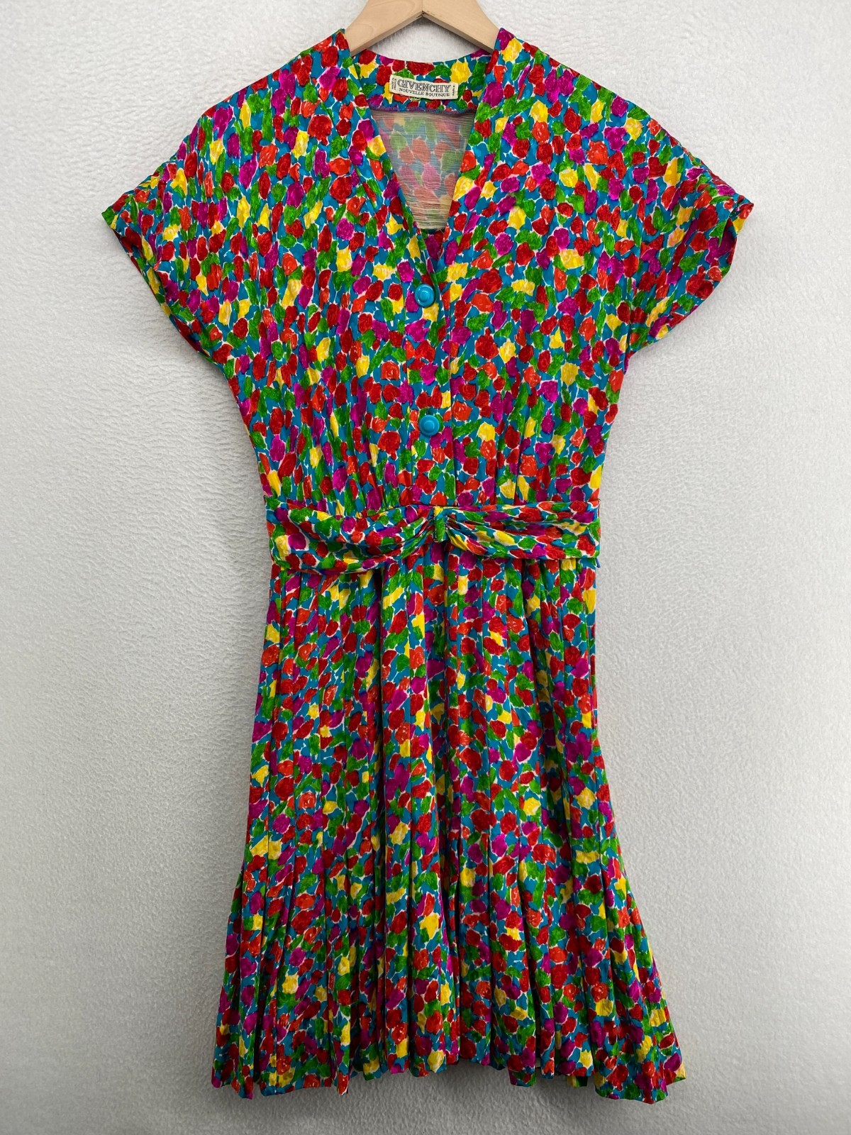 GIVENCHY Dress 6 Nouvelle Boutique Silk Jacquard Floral Tiered 80s Pink VTG