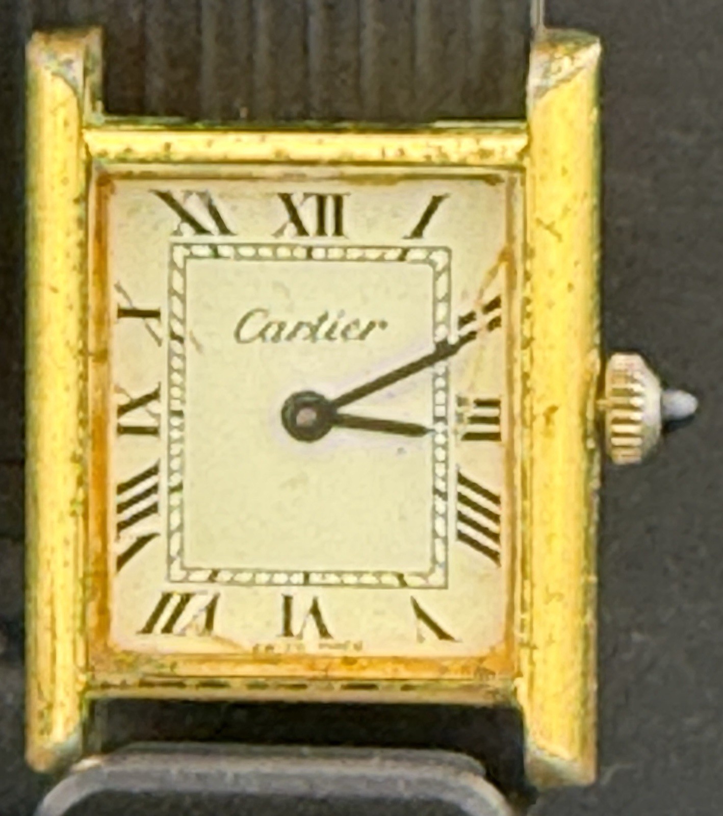 Vintage 1970s Cartier Tank 18K Gold Electroplated Manual Wind 17 Jewel Swiss Dam