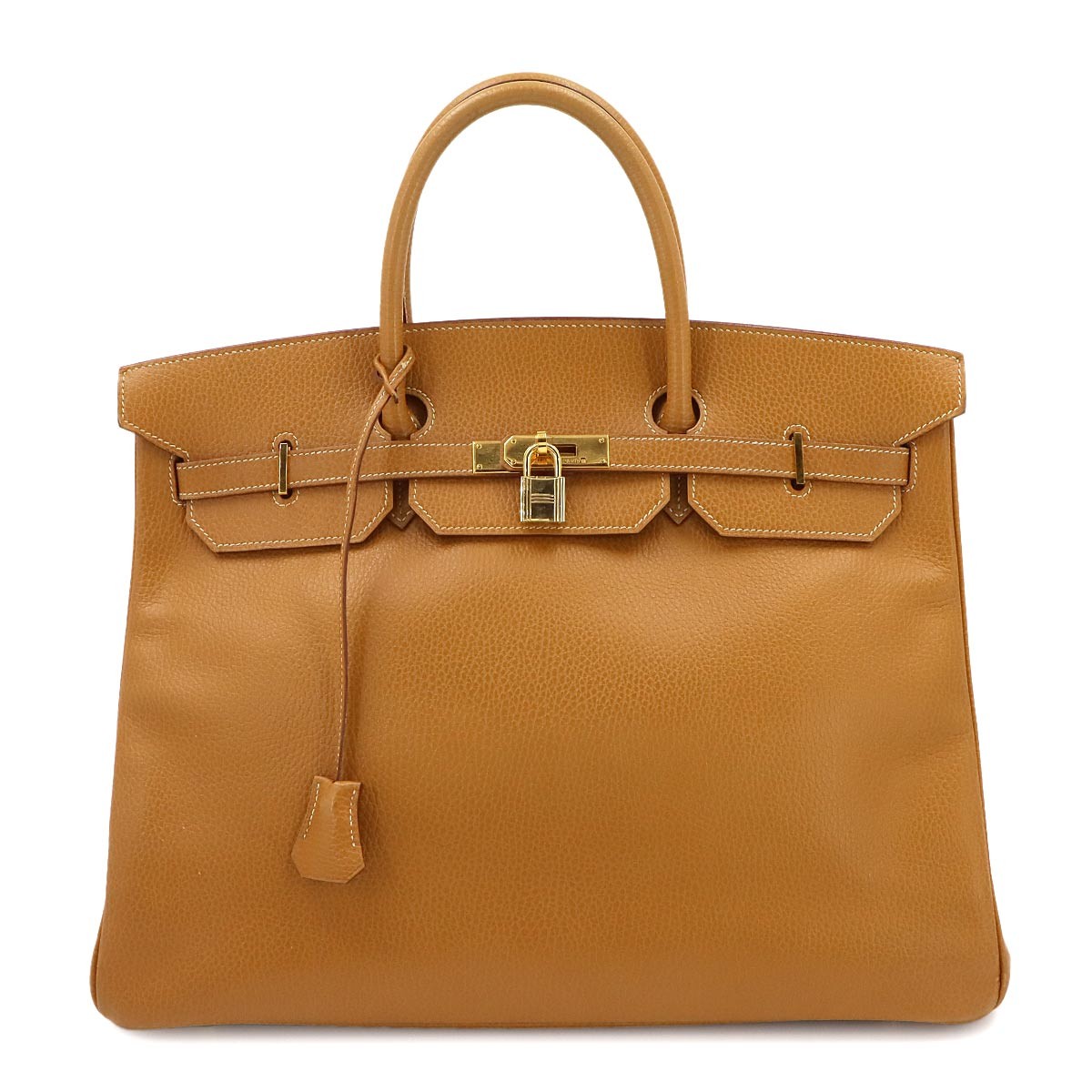 HERMES Birkin 40 Hand Bag Ardennes Leather Natural Vintage Purse 90342261