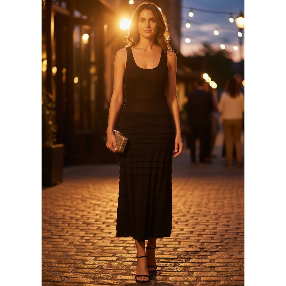 Valentino Vintage Black Layered Viscose Tank Dress IT 44