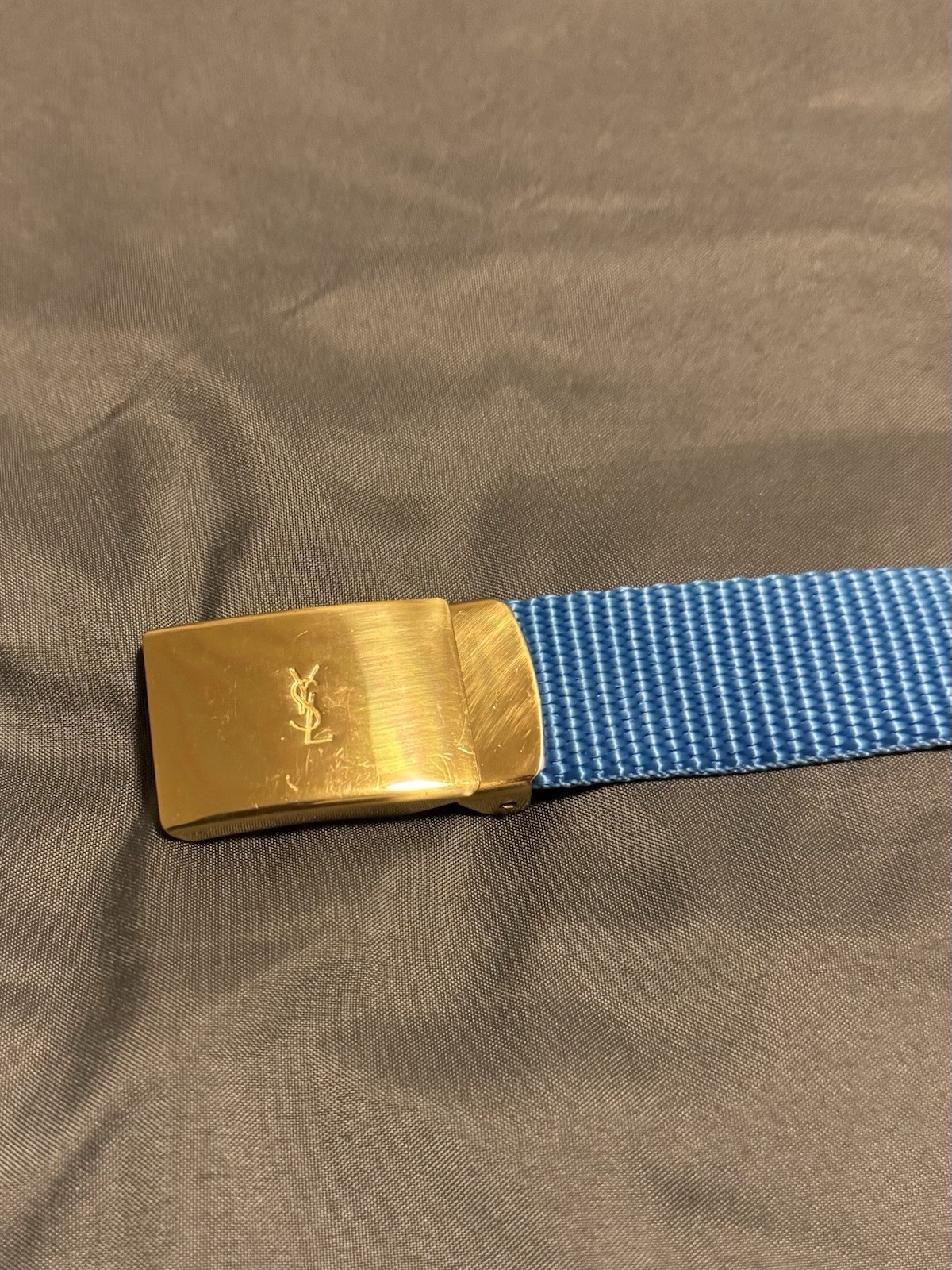Yves Saint Laurent YSL Blue Nylon Adjustable Belt Vintage 41 Inches