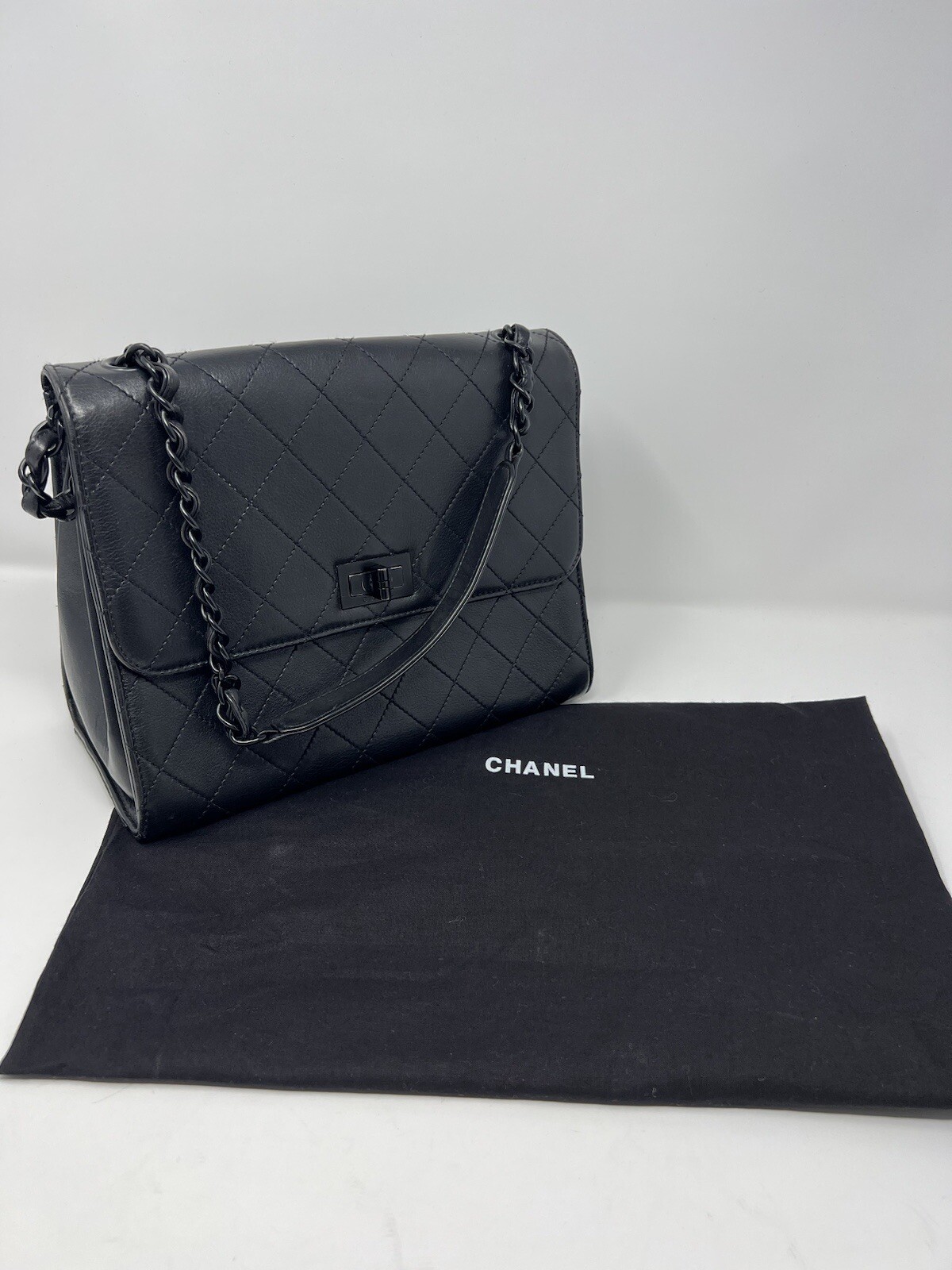 Chanel Rare Vintage Lambskin Classic Flap Shoulder Bag Black Hardware 2.55