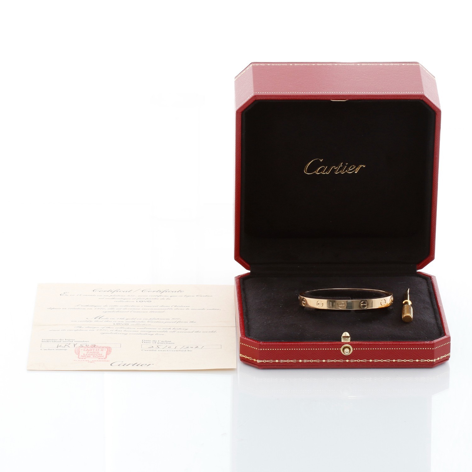 Cartier Love Bracelet 18k Yellow Gold Size 15 Complete Set Box And Papers