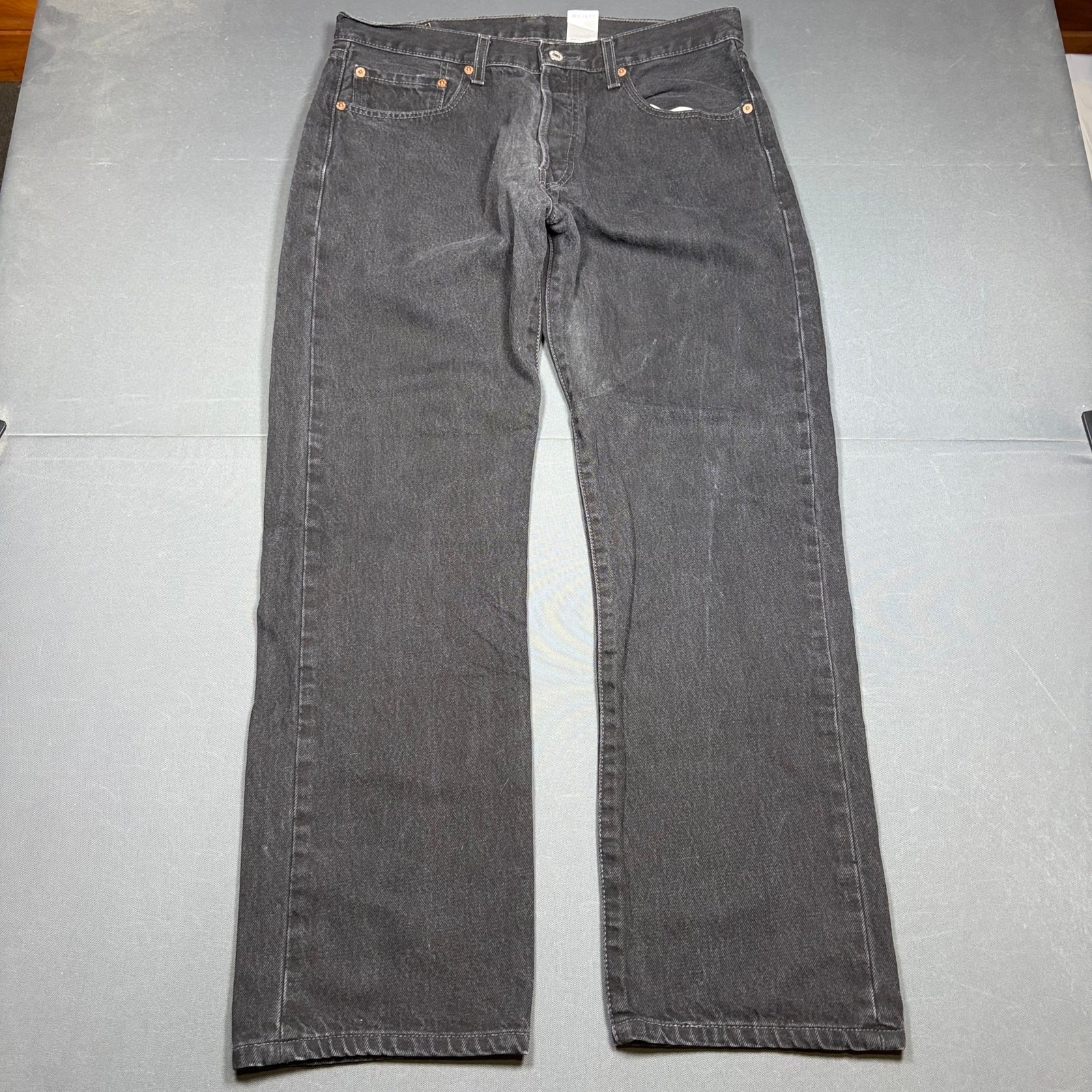 Vintage Levis 501 Black Jeans Mens 34x30 Faded Charcoal Straight Leg Button Fly