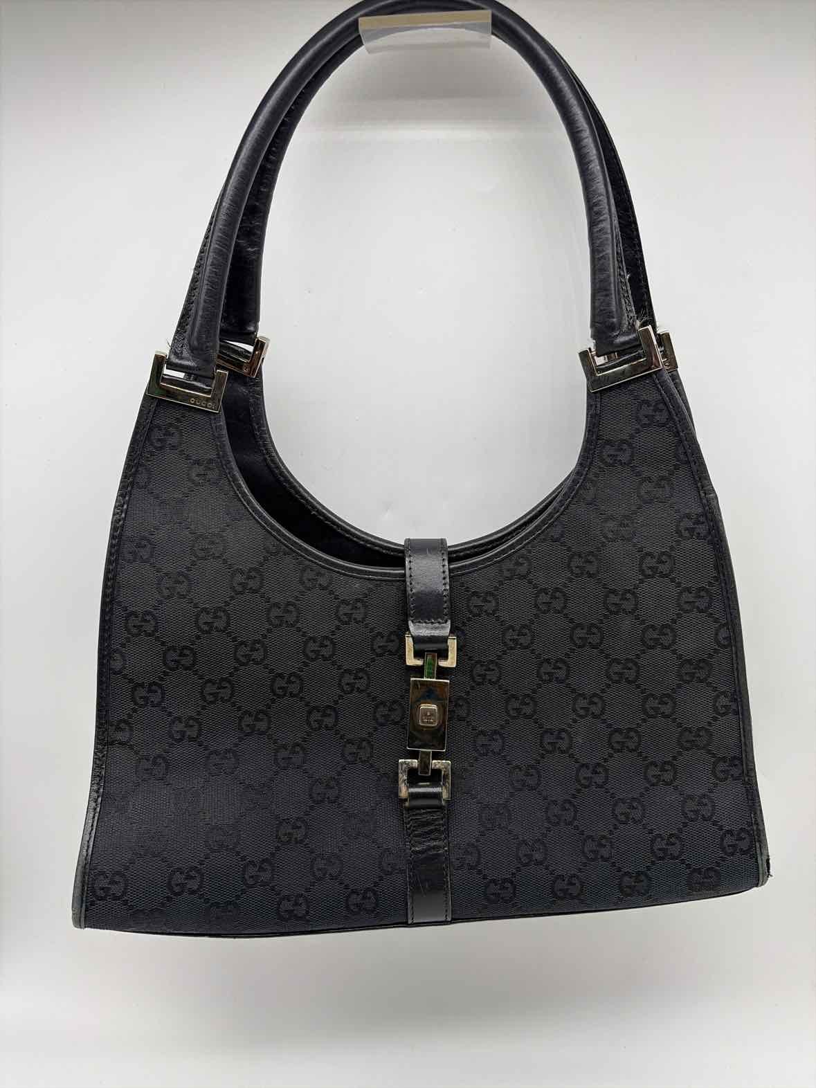 Pre-Owned Gucci Black Canvas Monogram Vintage Jackie Shoulder Bag
