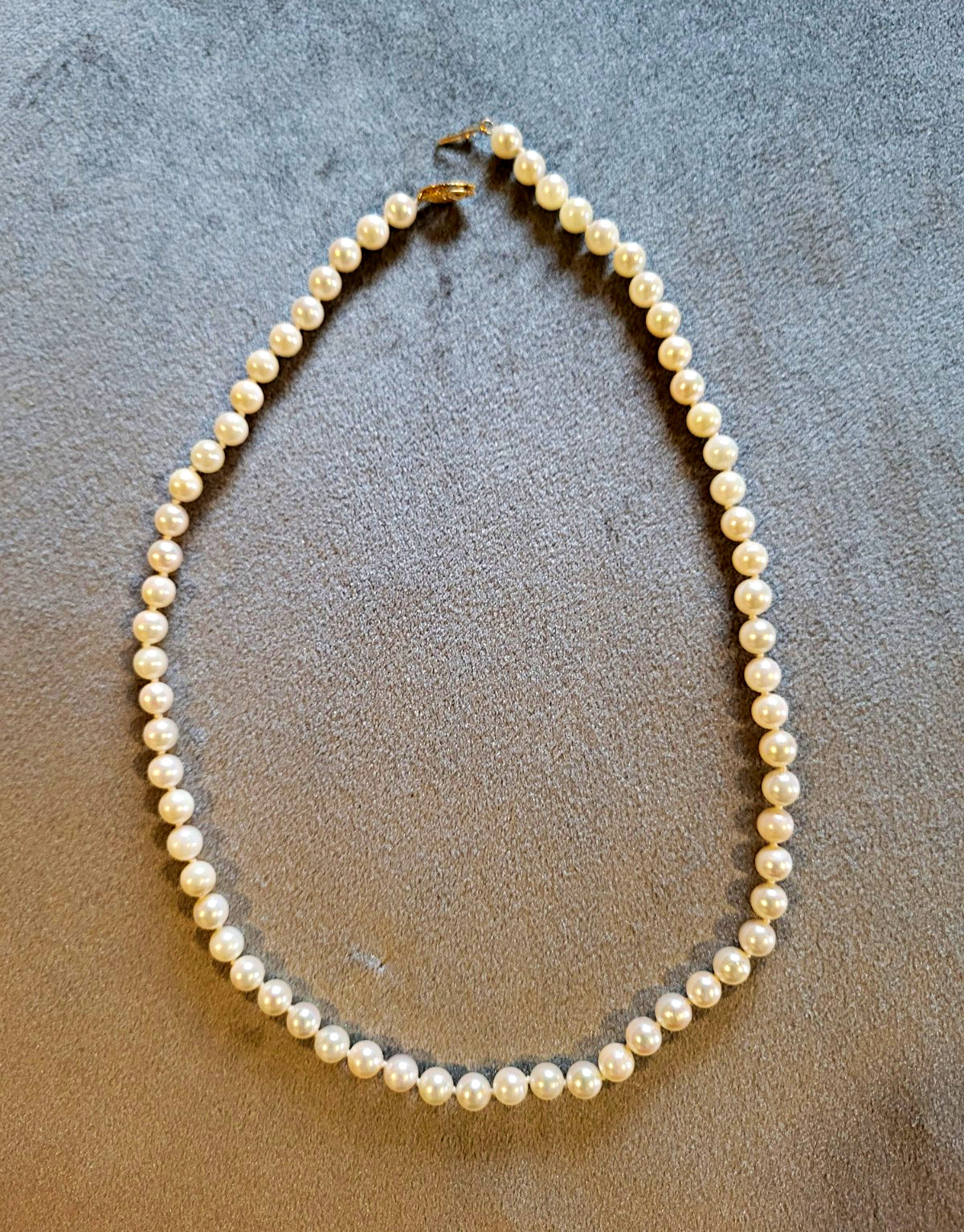 Vintage 14k Gold Cultured Pearl Necklace 18 " 6-6.5mm Original Box and Receipt