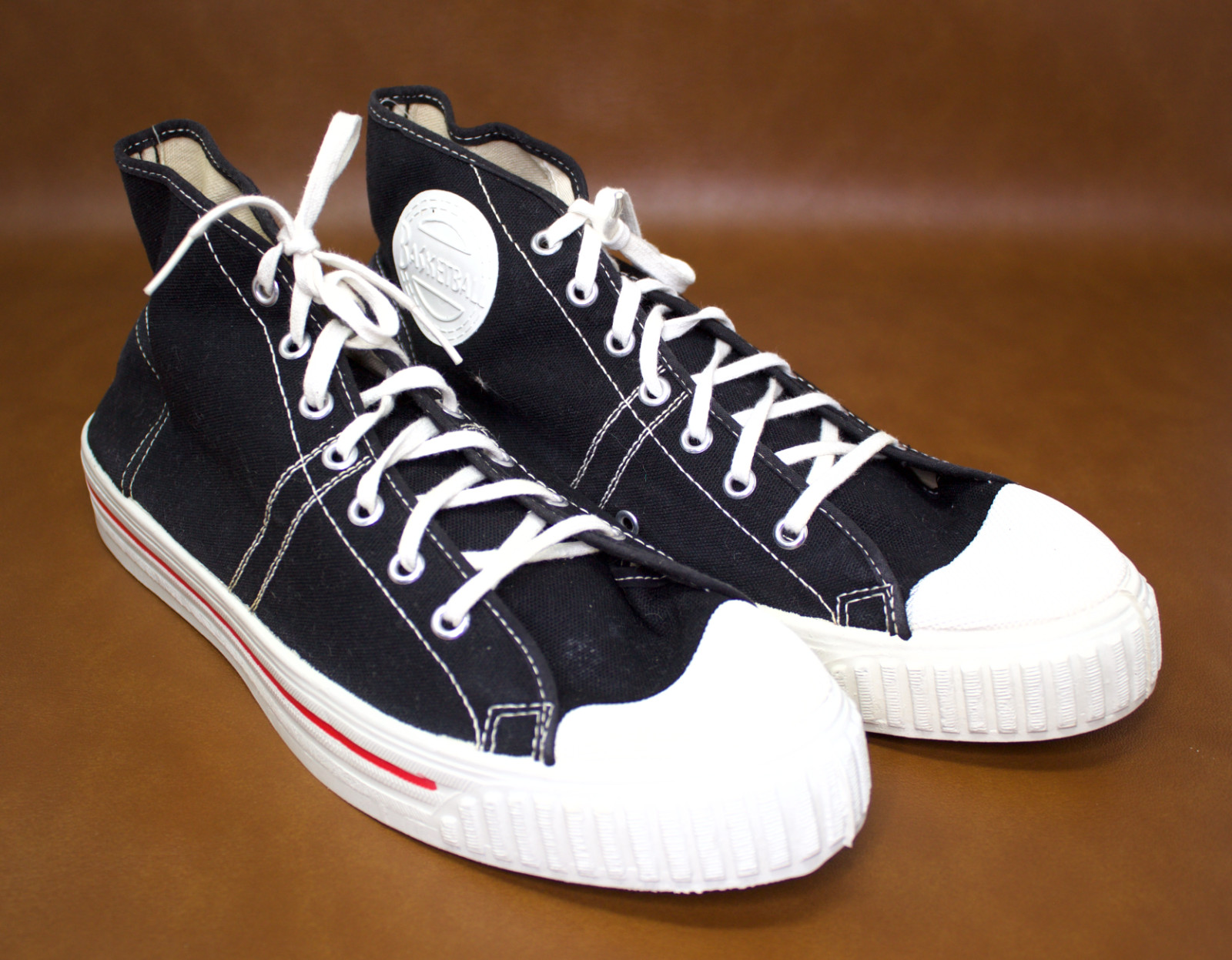 Vintage 1950s Basketball Black Canvas Sneakers High-Top Athletic Gym Shoes