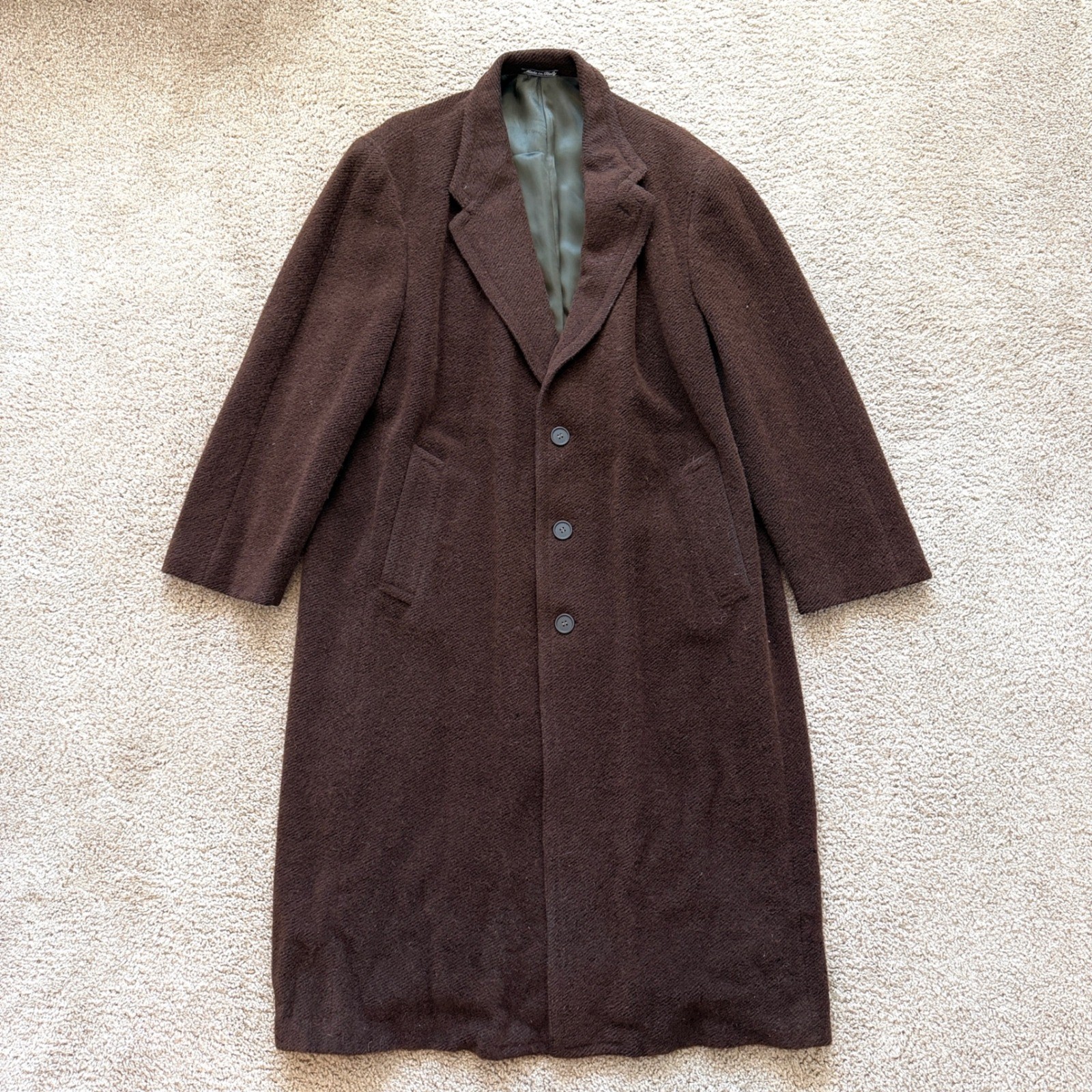 Vintage Giorgio Armani Le Collezioni Overcoat Mens 42R Brown Alpaca Wool Coat