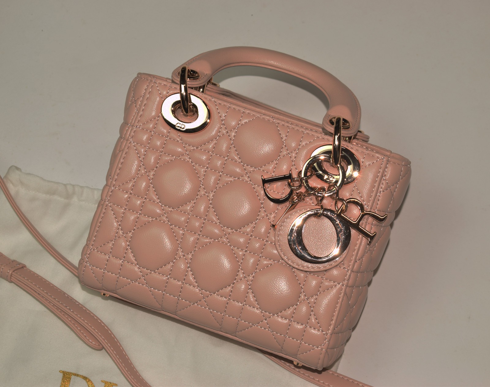 Christian Dior Lady DIOR Leather Shoulder Bag Size Mini Pink