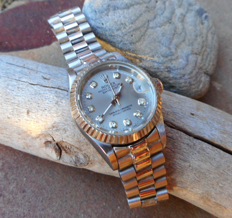 VINTAGE ROLEX OYSTER PERPETUAL DATEJUST PRESIDENT 18K 26MM LADIES WATCH