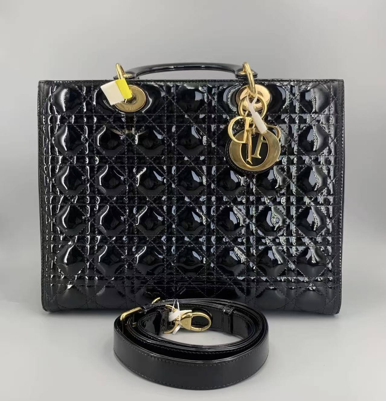 CHRISTIAN DIOR Vintage Cannage Medium Lady Dior Bag Black Authentic-⭐️