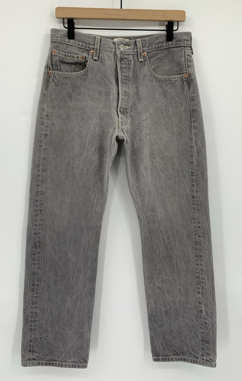 Vintage Levis 501 Jeans Men 30x28 Gray Button Fly Straight Leg Denim (Tag 33x32)