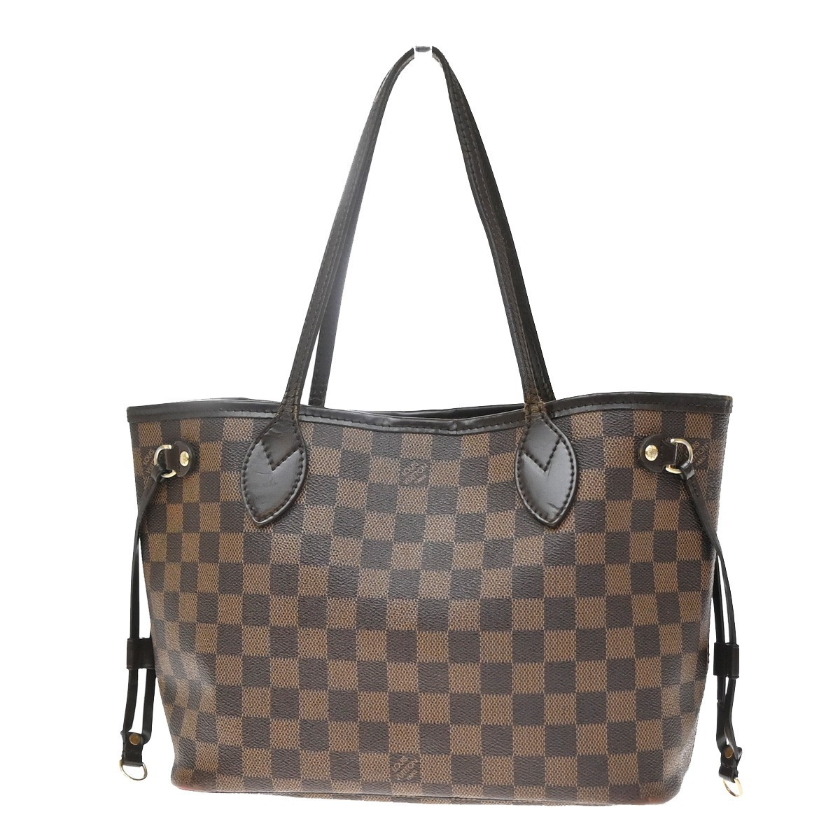 EL09 LOUIS VUITTON Neverfull PM Shoulder Bag Damier Leather Brown N51109 72YJ421