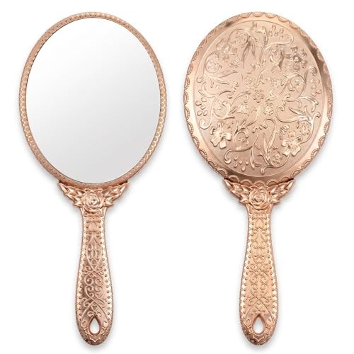Vintage Hand Mirror Rose Gold Hand Mirror - Vintage Handheld Mirrors, Antique