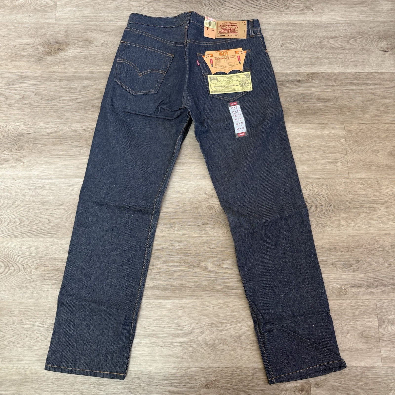 NOS Vintage Deadstock USA Made Levis 501xx Raw Denim Jeans 35x33 501-0000 NWT