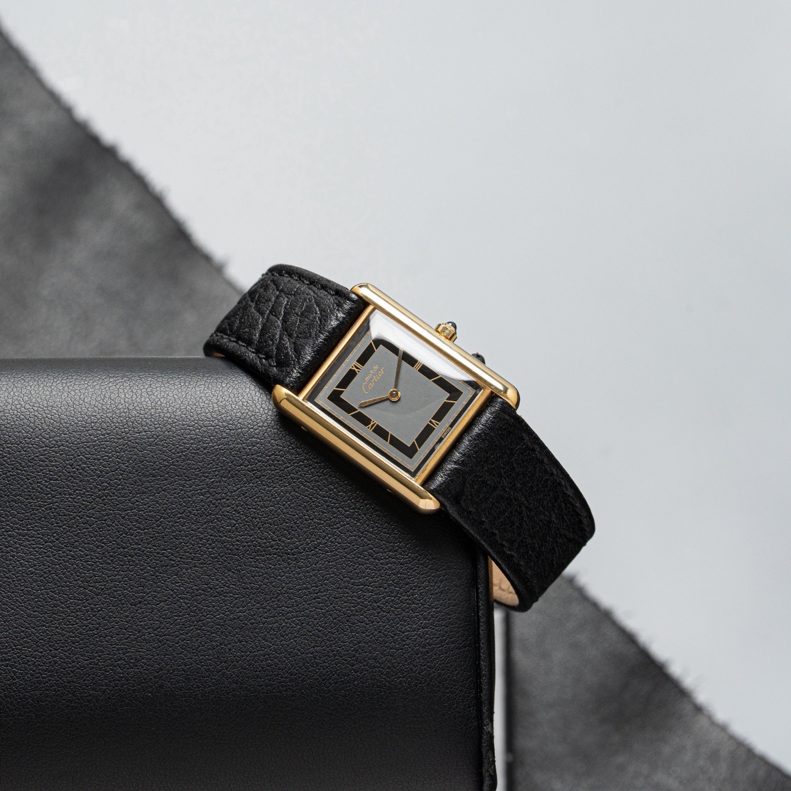 Cartier Vintage Must De Cartier Tank Gray & Black Deco Dial Watch