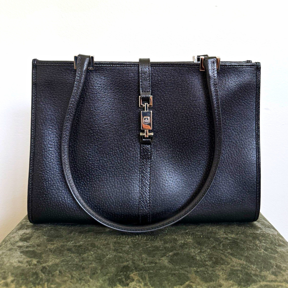 Pre-owned GUCCI Vintage Jackie Leather Tote Bag Black