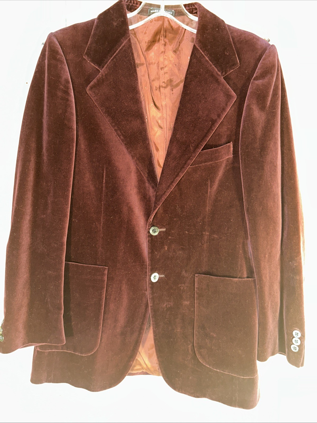 Yves Saint Laurent Jacket Le Smoking Blazer Wine Velvet Vintage 70s Mens Unisex