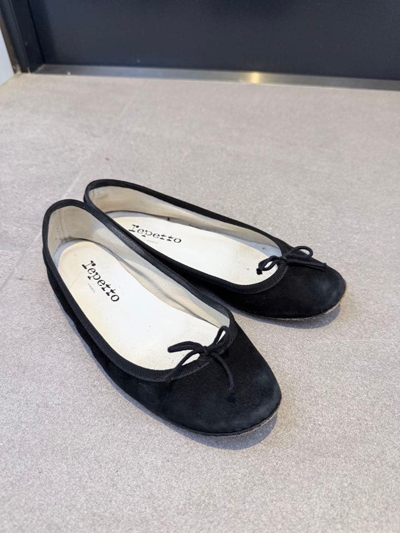 Repetto Cendrillon Ballet Flats Black Suede Shoes Vintage Size 36.5