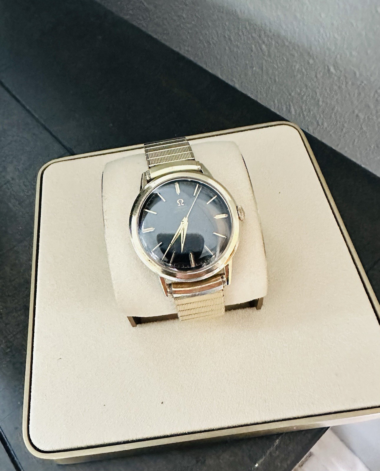 Vintage Mens Omega Seamaster 34mm Cal. 550 Auto Ref LL6304 NOS Spiedel Gold Band