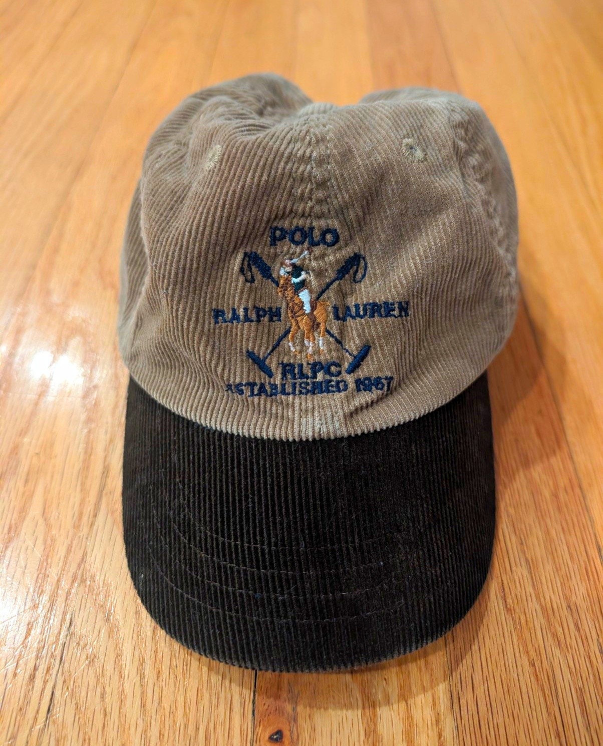 Vintage 90s KIDS Polo Ralph Lauren Two Tone Corduroy Baseball Cap One Size