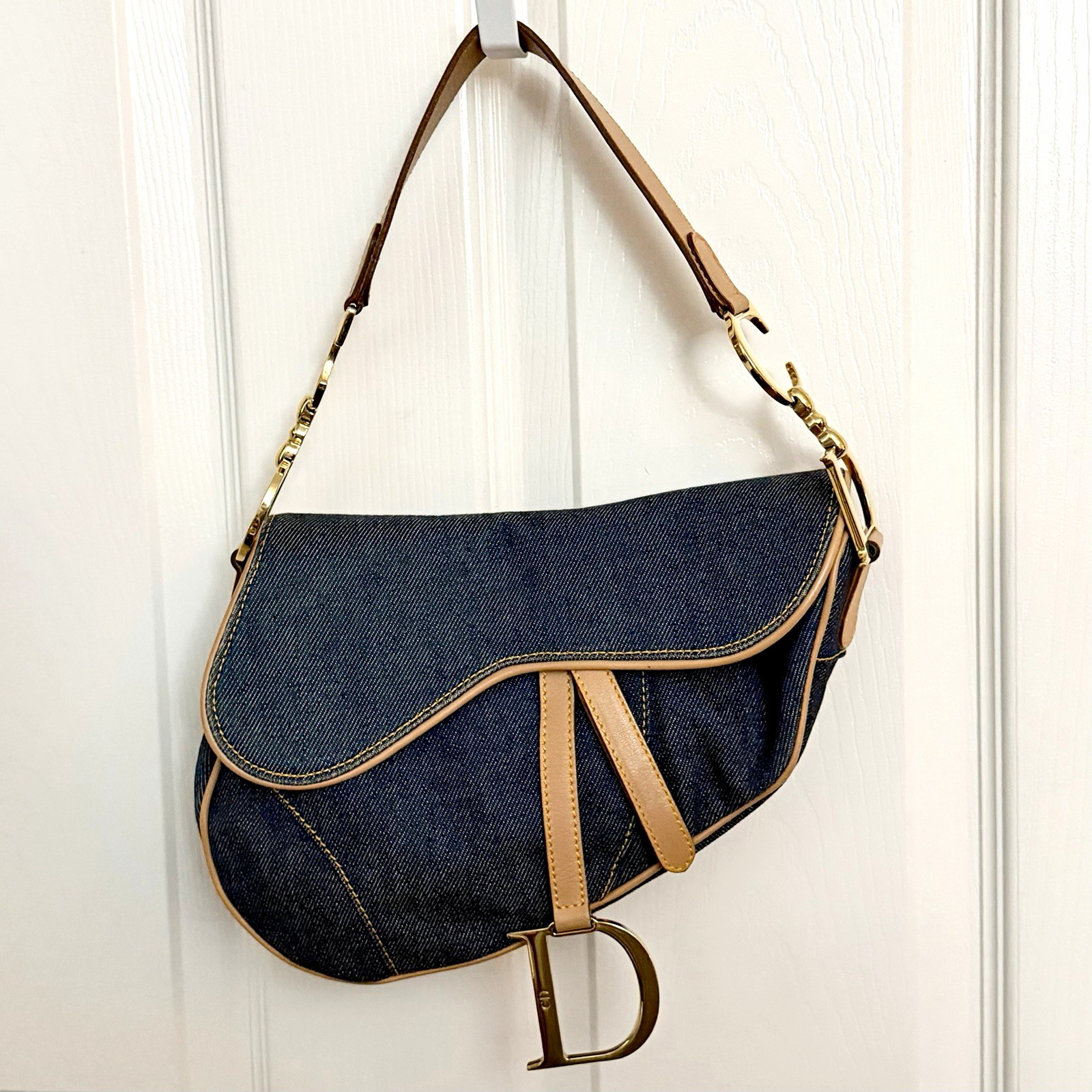 Vintage Christian Dior Denim Saddle Bag - 90s Galliano Era