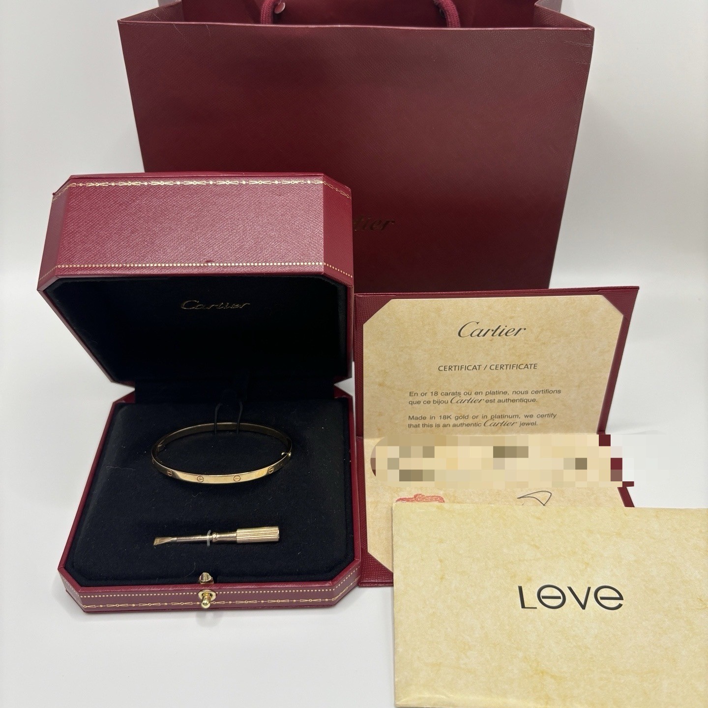 Cartier LOVE Bracelet Small Model 18K Yellow Gold Size 17