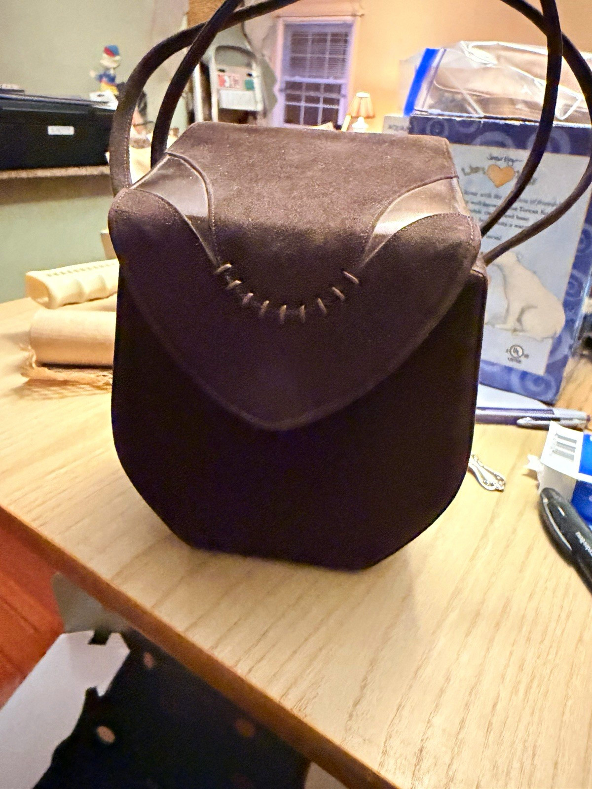 Vintage 1950s Melbourne  Bags for Johansen Brown Suede,  Top Handle  Handbag