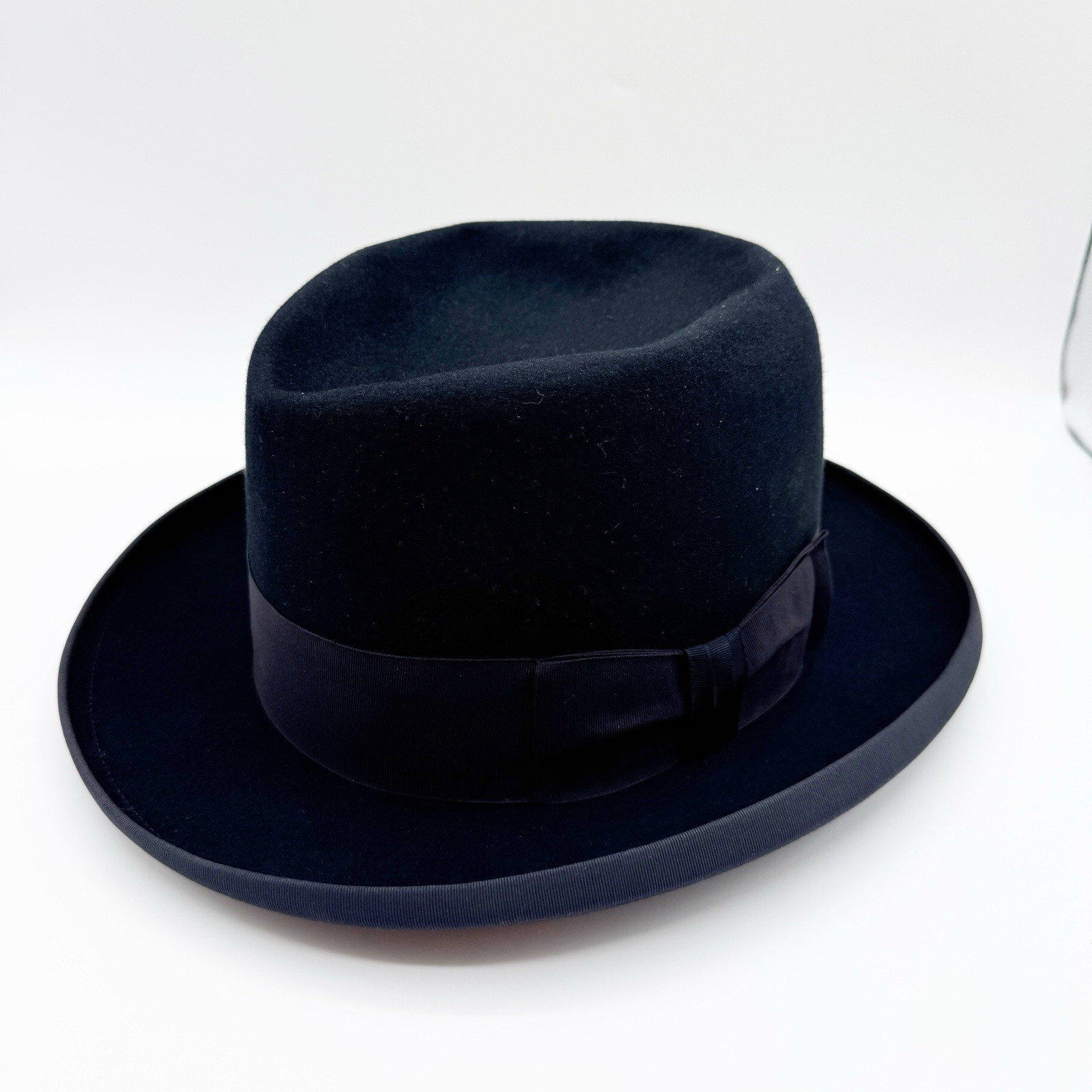 Vintage 50s Dobbs Fifth Avenue Black Fedora/Homburg Hat 7 1/4 Large - READ
