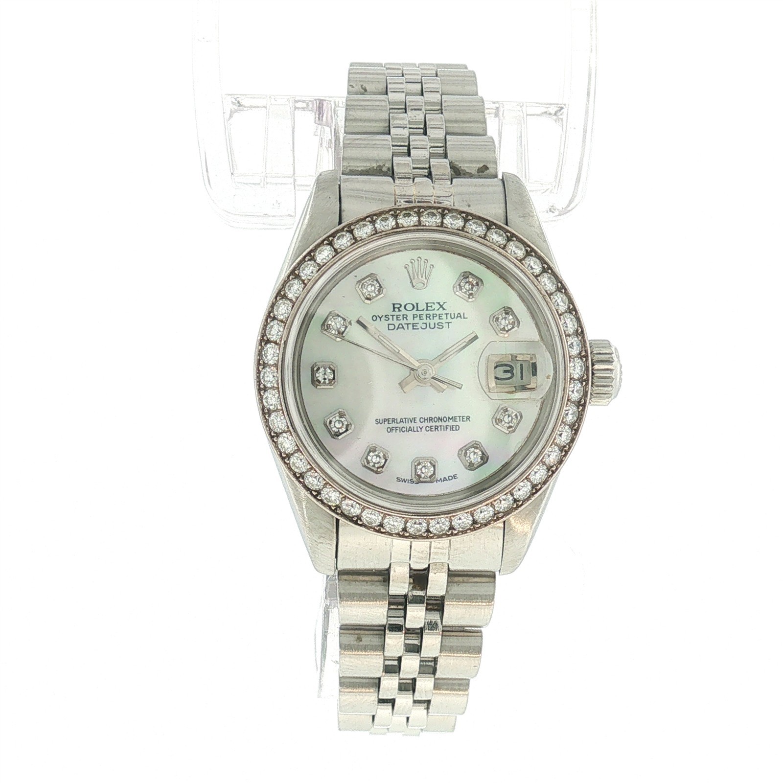 VINTAGE LADIES ROLEX DATEJUST 69160 DIAMOND DIAL WRISTWATCH STAINLESS STEEL
