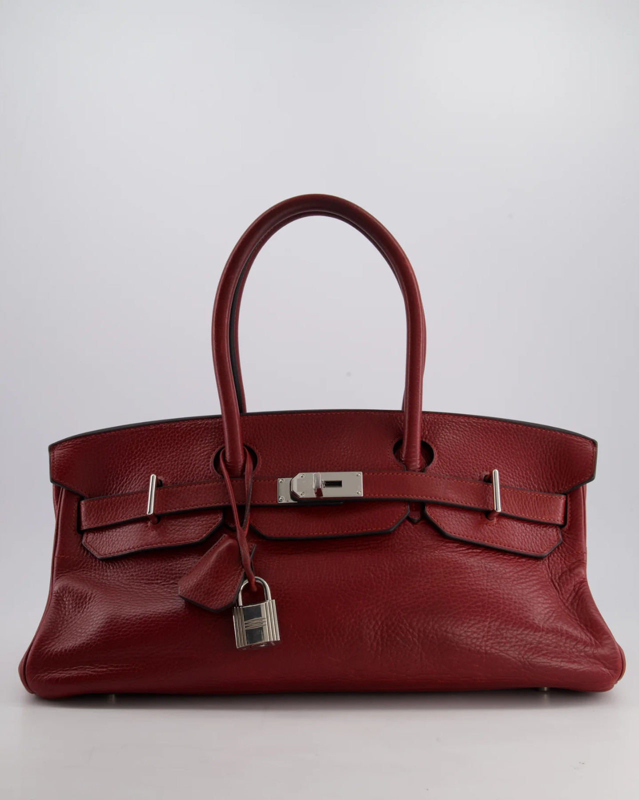 **RARE** Hermes Birkin Shoulder Bag JPG 42 "Rouge H" Red East/West Leather purse