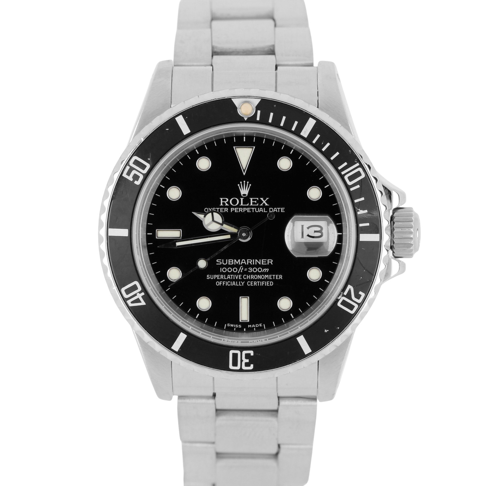 VINTAGE Rolex Submariner Date Stainless Steel Black 40mm 168000 Watch