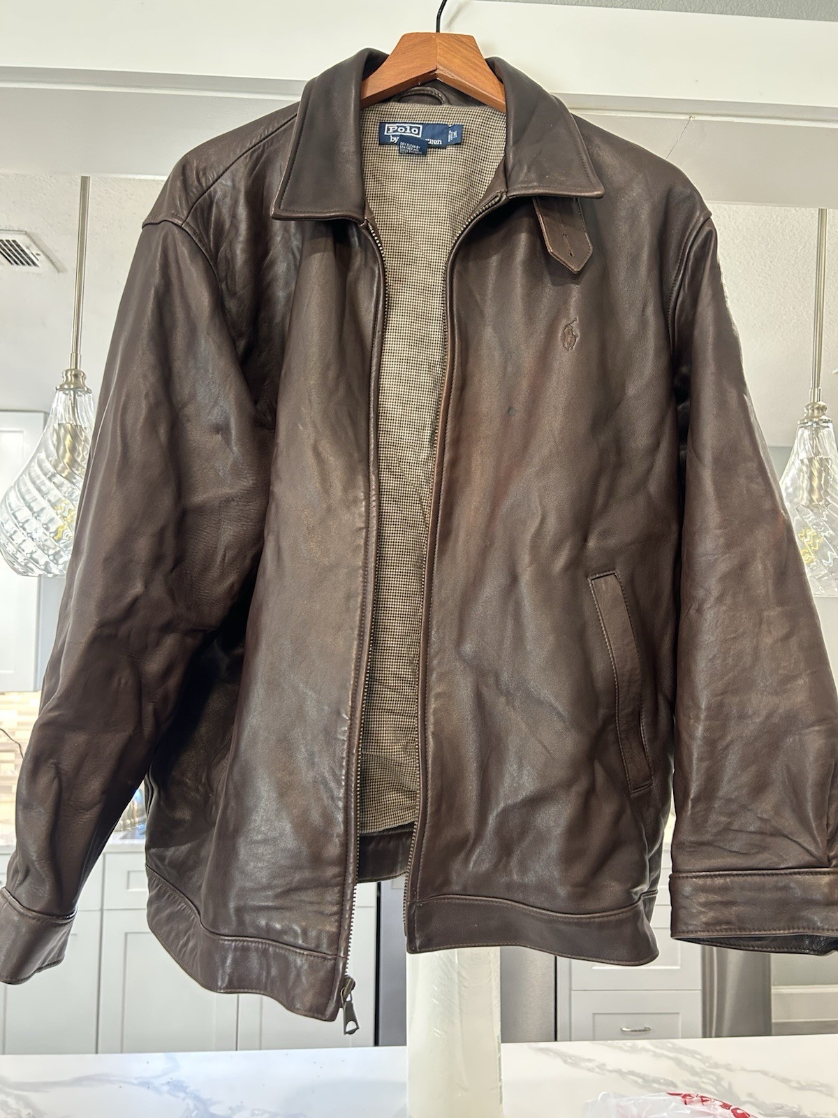 Vintage polo Ralph Lauren leather jacket brown